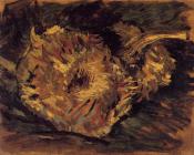 两朵剪下的向日葵、一朵倒置 - 文森特·威廉·梵高